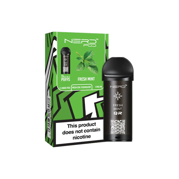  Nerd Pod Prefilled Pod  - Fresh Mint - Zero Nicotine (3500 Puffs) 